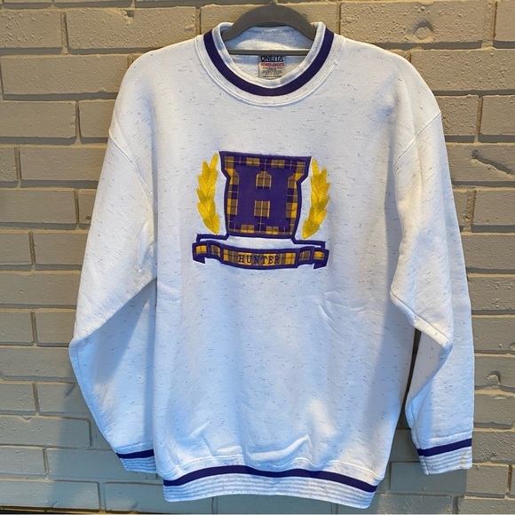 HUNTER COLLEGE CUNY Vintage NEW Embroidered Crewneck Pullover Sweatshirt Large L - Picture 1 of 6